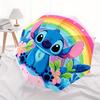 Stitch,Rainbow,Cute Fashion Umbrella, Automatic Opening and Closing Cartoon Design, Iron Ribs and Handle, 8 Ribs, Suitable for All Occasions