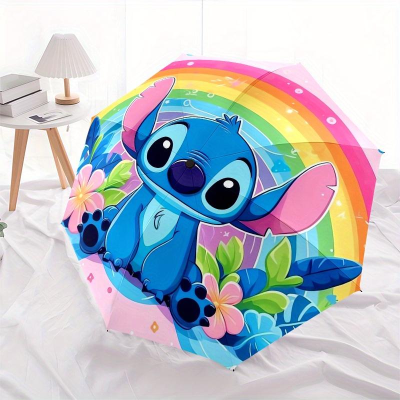 

Stitch,Rainbow,Cute Fashion Umbrella, Automatic Opening and Closing Cartoon Design, Iron Ribs and Handle, 8 Ribs, Suitable for All Occasions