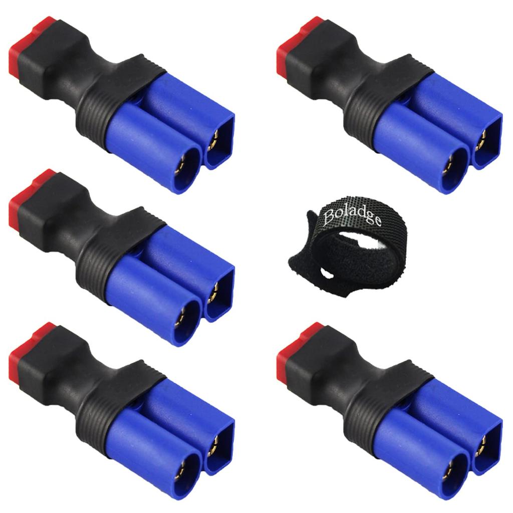 Boladge 5-pack T-typ kontakt hona till EC5 kontakt hane adapter för RC LiPo