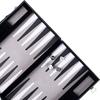 Backgammon 15"; 38 cm, dans Une Valise, Feutre et Simili Cuir surpiqués (Noir/Blanc/Gris)