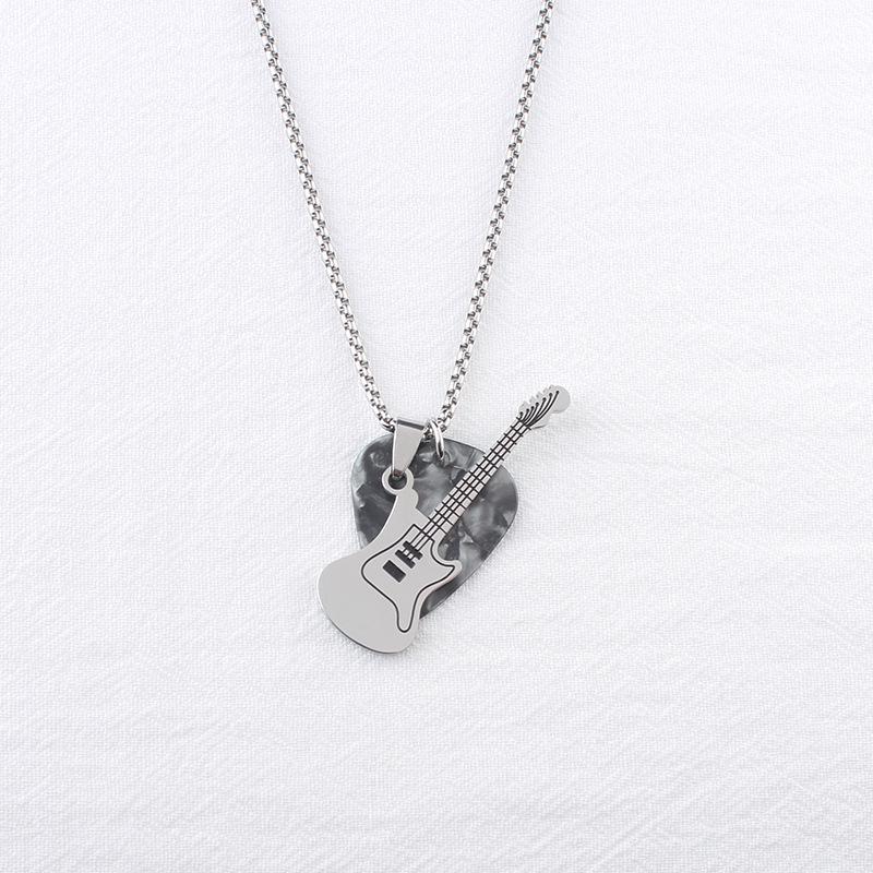 Men's Stainless Steel Guitar Pick Pendant: Hip Hop Rock Niche Design Jewelry