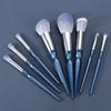 ENZO KEN Blue Glitter Makeup Brush Set with Travel Vegan Face and Eyeshadow Brush Set with Hourglass Resin Colorful Contour Blending Brush Kit Bag,