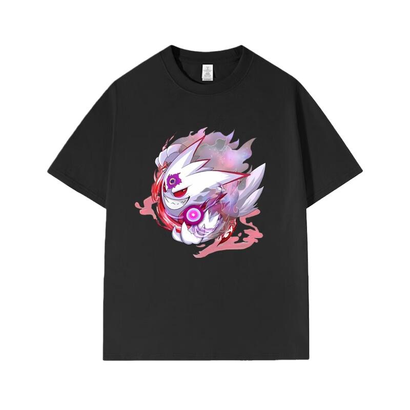 Pokémon Anime Gengar Printing Oversized Cotton Tshirt Men and Women Comfortable Fashion Y2K Childrens Clothing Summer Tshirt