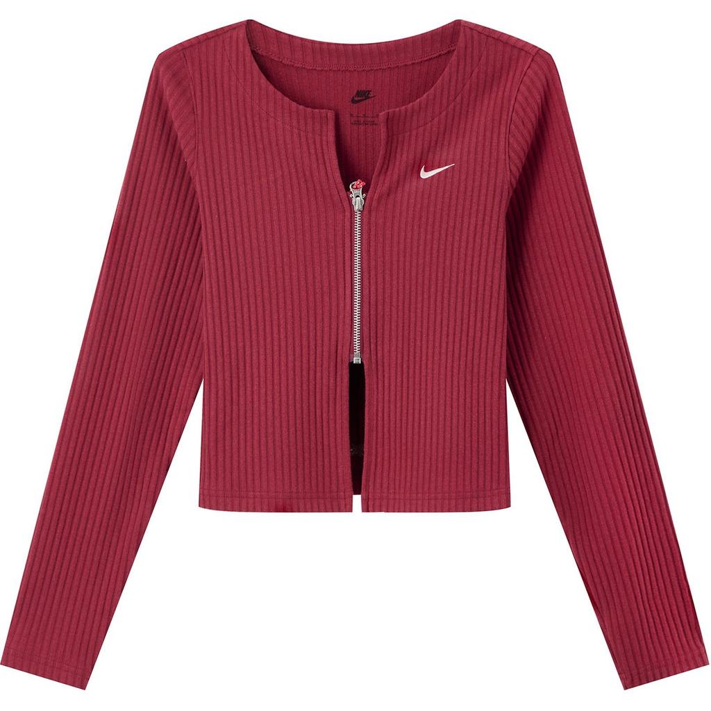 Nike Sportswear Chill Rib Snake Welcome Series Slim Fit Zipper Comfortable Fashion Versatile Soft Knit Top Women Tops Team-Red HV8459677
