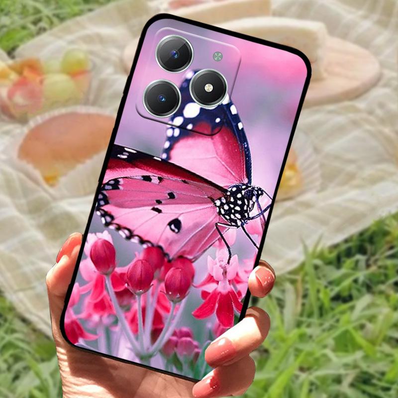 For Realme C61 4G Case Fashion Cartoon Black Silicone Soft TPU Back Cover For Oppo Realme C63 Protective Fundas Coque Cases