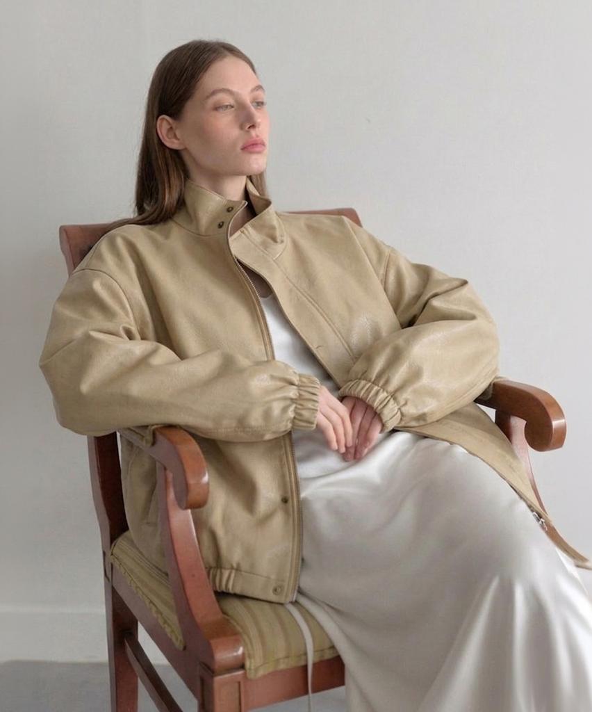Lenav Esy Half Leather Jacket (Beige)