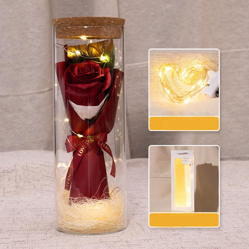 1PC Fashion Eternal Flower Birthday Gift LED Valentine's Day Home Decor Artificial Flower