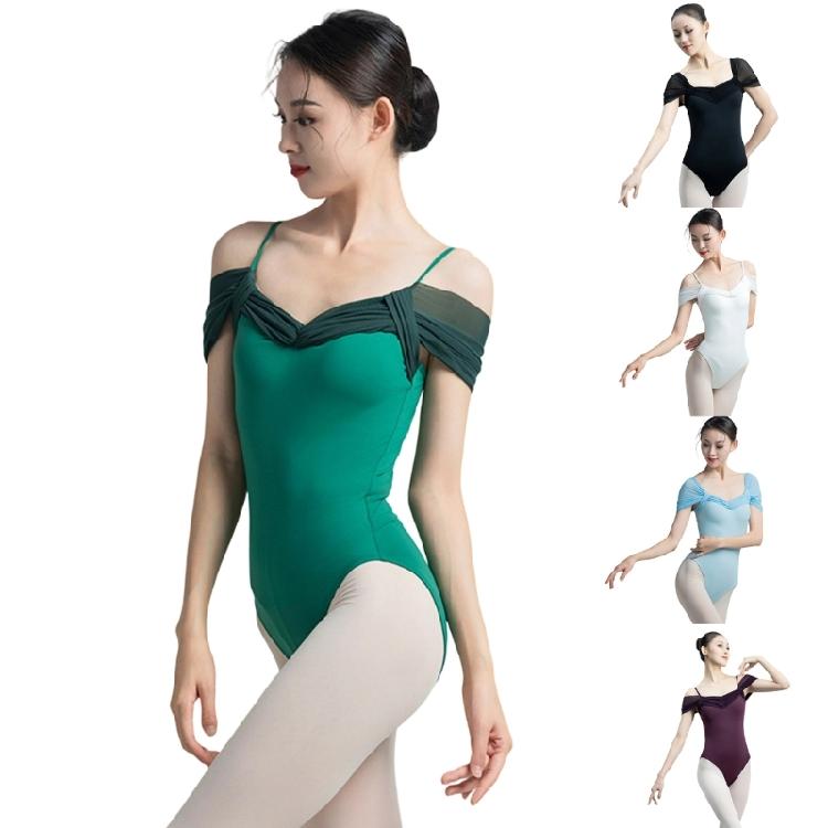 Stretchable Dance Leotard For Ballet Shows Breathable Polyester Ballet Practice Wear Containing Graceful Mesh Patterns