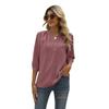Spring and Summer Women's T-shirt Stand-up Collar Mid-sleeve Shirt Jacquard Hairball Casual Blouse Loose Top Shirt