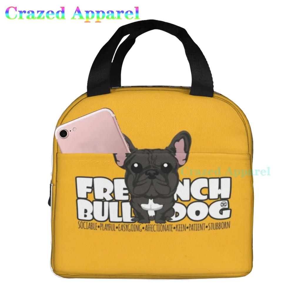 French Bulldogs Dog Insulated Lunch Bag for Women, Men, and Kids, Large and Reusable, Handle, Freezable Work and School Travel