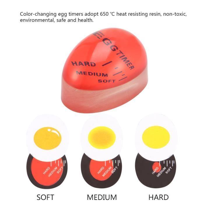Minuteur à œufs - Résine - Rouge - Change de couleur - Échelles graduées - Non toxique