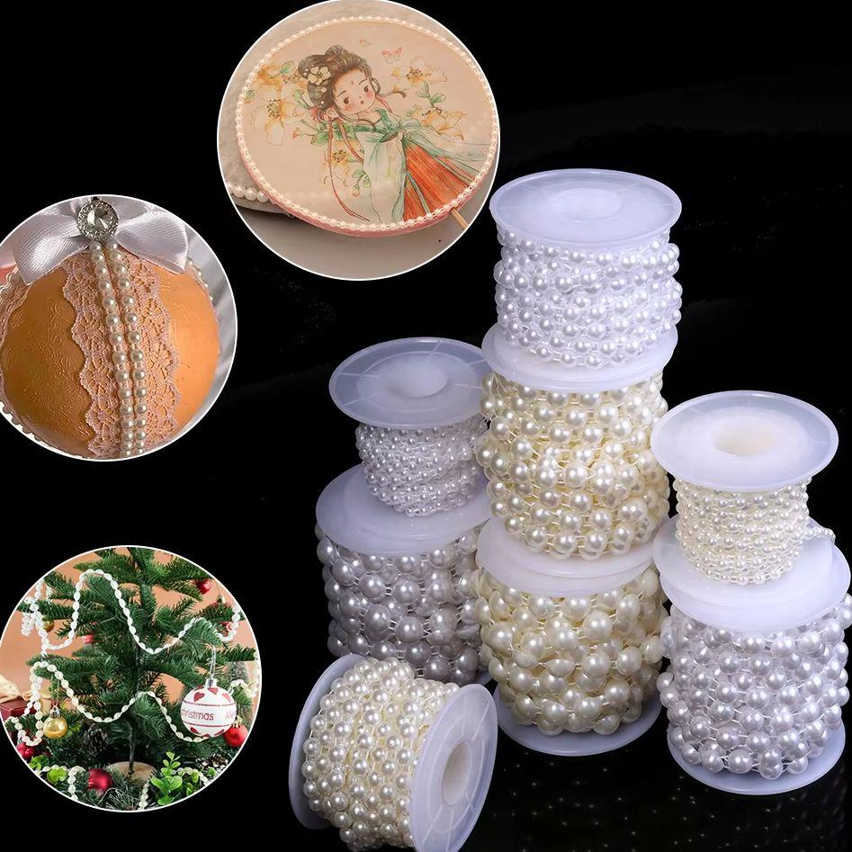 5Yards ABS Imitation Pearl Bead Chain Line Cord Thread Trim For DIY Wedding Party Decoration Jewelry Making Crafts Accessories