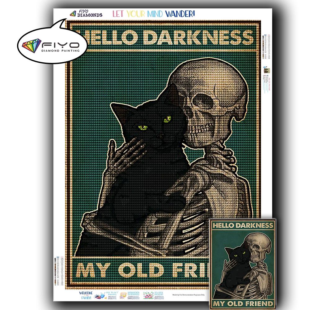 5D DIY Diamond Painting Black Cat Diamond Embroidery Vintage Cartoon Cross Stitch Picture Of Rhinestones Home Decor