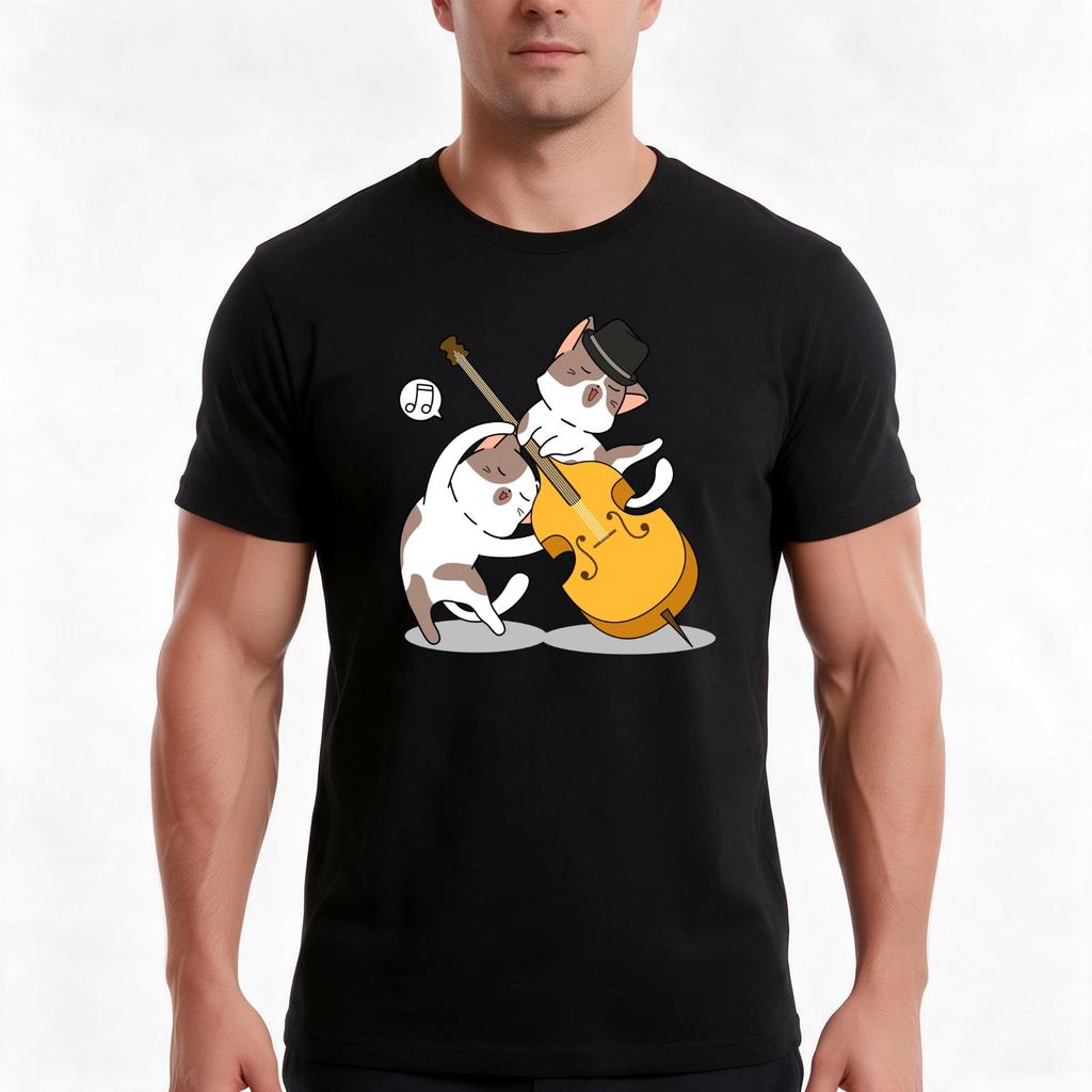 Cello Cat Tshirt Summer Casual Cotton Tee Oversized Streetwear Tops Vintage Graphic Print Loose Fit Short Sleeve