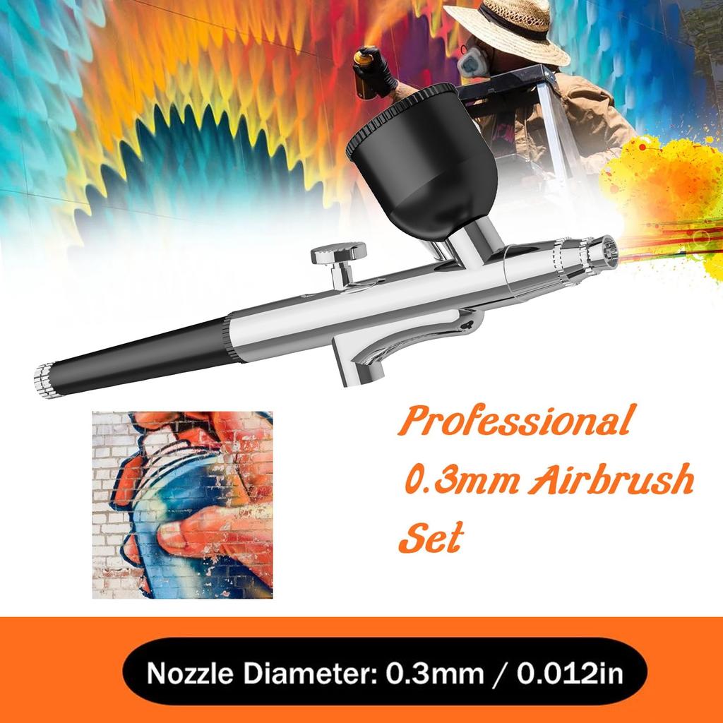 Portable High Pressure Airbrush Guns with Comfortable Grip 0.3mm Nozzle for Long Term Use In Various Creative Setting