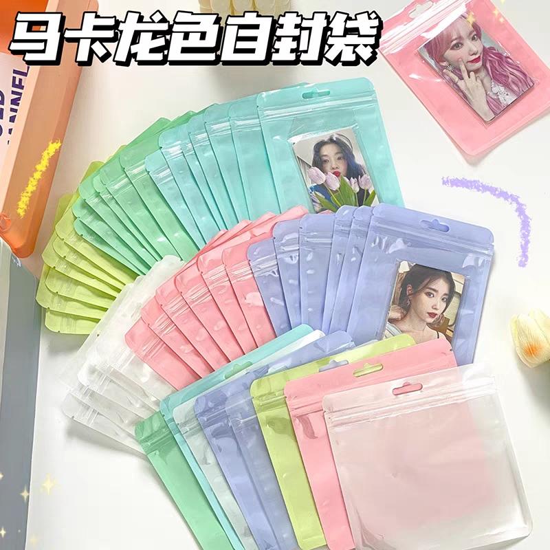 INS InsPhotocard Holder 10pcs/pack Candy Color Postcards Sleeve Plastic Storage Bag Transparent Protective Case Stationery