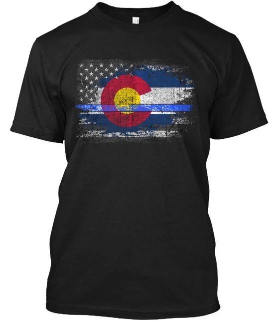 

Colorado Thin Blue Line Flag Tee TTshirt Made in the USA Size S to 5XL 2XL