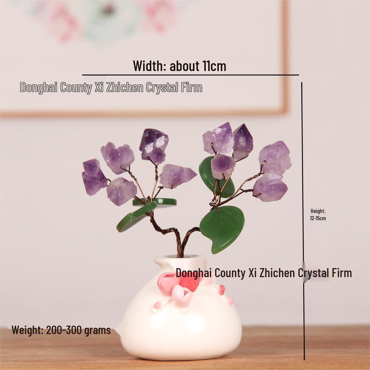 Amethyst Money Tree Crystal Ornament with Ceramic Base