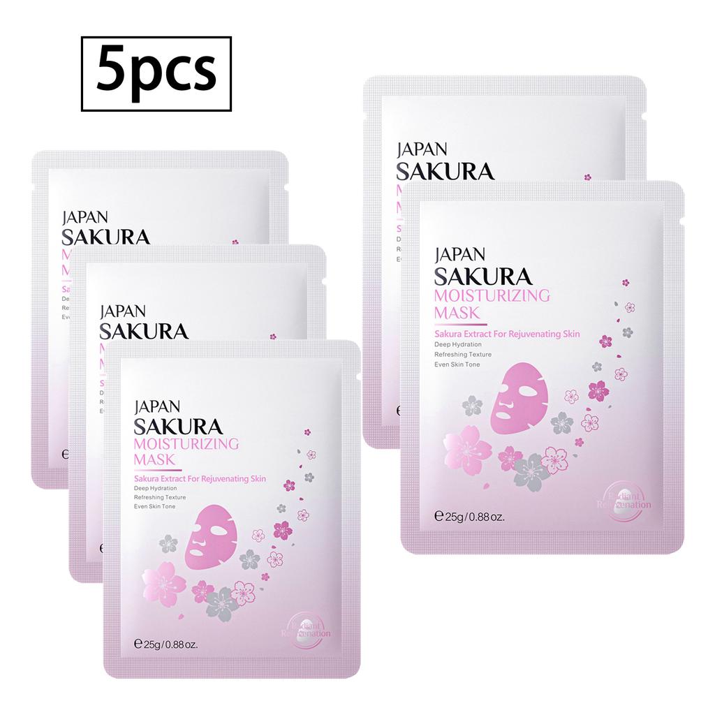 5Pcs Sakura Collagen Face Mask for Women Hydrating Moisturizing Nourishing Facial Mask Set Long Lasting Skin Care Beauty Accessory