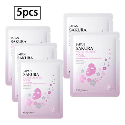 5Pcs Sakura Collagen Face Mask for Women Hydrating Moisturizing Nourishing Facial Mask Set Long Lasting Skin Care Beauty Accessory