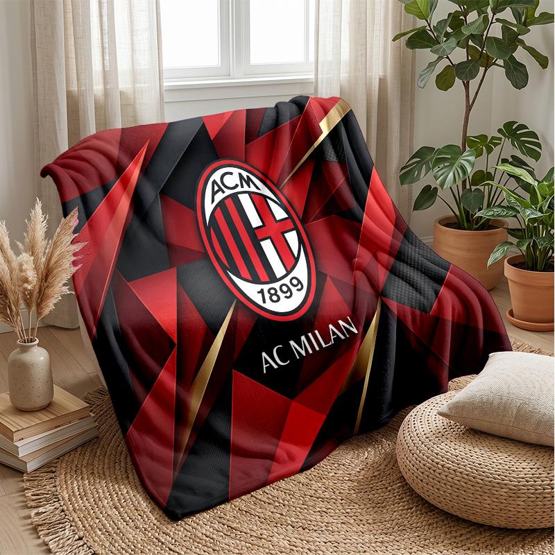 AC Milan Theme Blanket Soft Flannel Blanket Plush Throw Blanket Cozy Sofa Bed Blanket for Home Decor