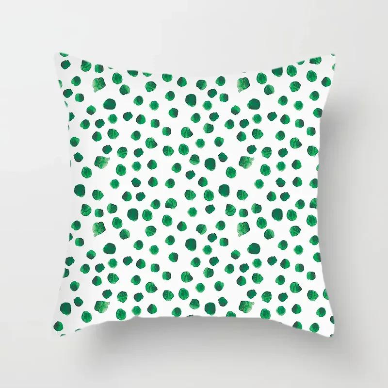 Green Cushion Cover Geometric Decor Living Room Office Sofa Pillowcase Home Peach Skin