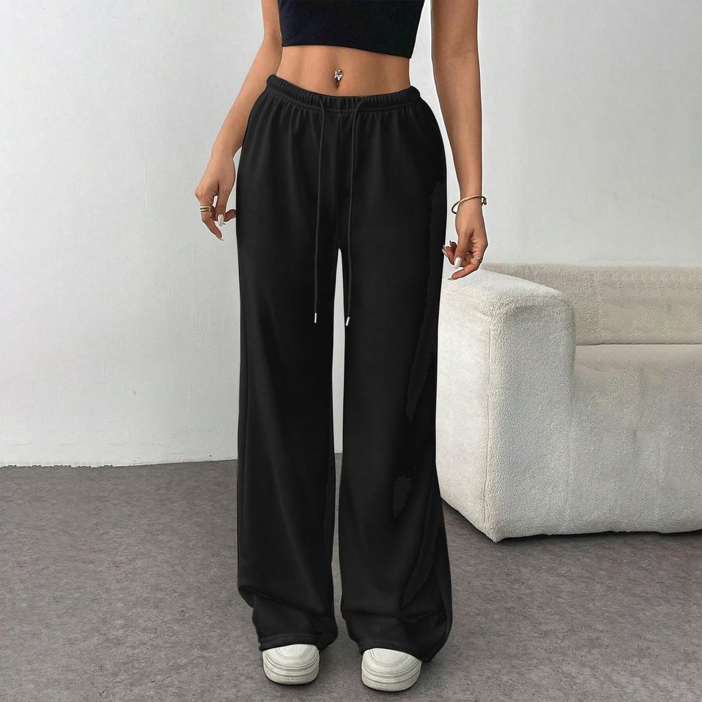 Γυναικεία μόδα Χαλαρά κορδόνια στη μέση μονόχρωμα casual αθλητικά παντελόνια Casual παντελόνια με φαρδύ πόδι