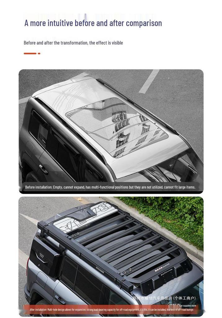 Touareg-Compatible Fangcheng Bao 5 Roof Rack: Expandable Folding Ladder & Small Backpack Platform