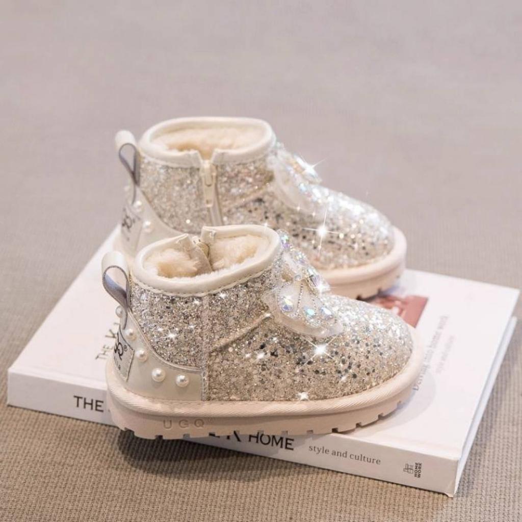 Girls' Snow Boots, Plush, Children's Cotton Shoes, Thick Shoes, Warm Shoes, Non Slip Shoes
