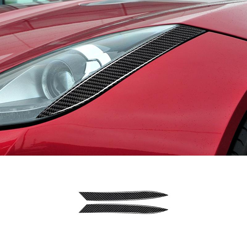 2PCS Real Carbon Fiber Car Front Head Lamp Eyebrow Decoration Sticker For Jaguar F-Type 2013-2022 Car Exterior Accessories