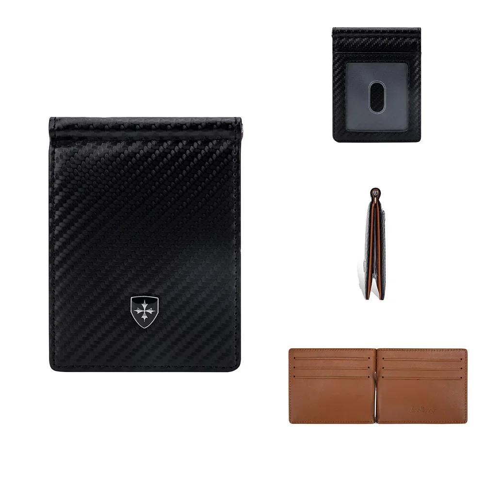 

Rfid Carbon Fiber Leather Men Airtag Wallets Purse Credit Card Holder Air Tag Purse Black Luxury Minimalist Wallet Male Business