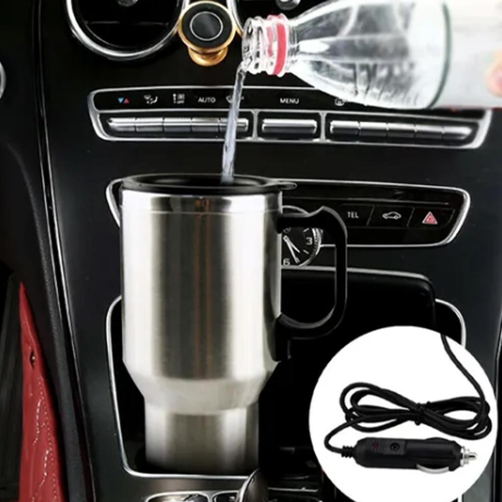 12V Car Heating Cup Large Capacity Leak Proof Steel Cigarette Lighter Heating Mug for Vehicles