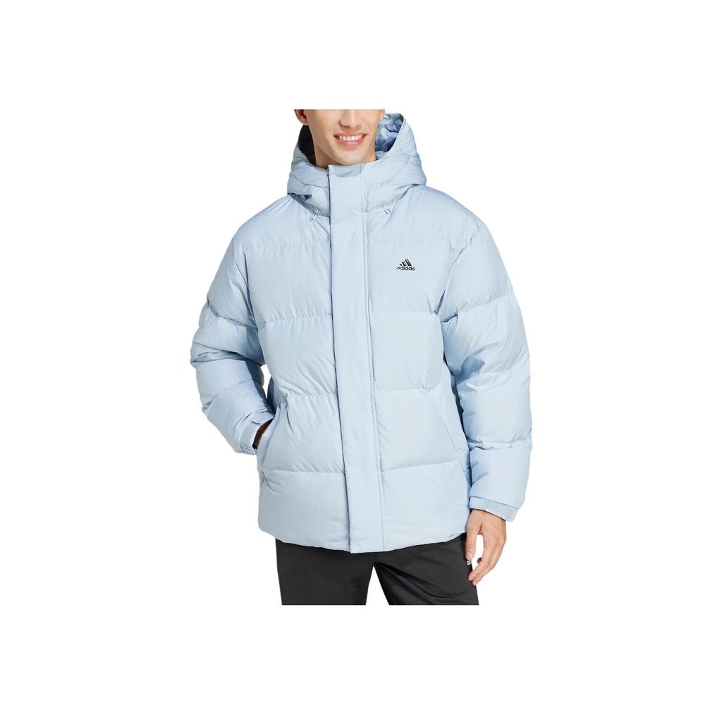 Adidas Puffy Down Jacket Unisex Hooded Full Zip Warm Casual Down Jacket Blue JM9128