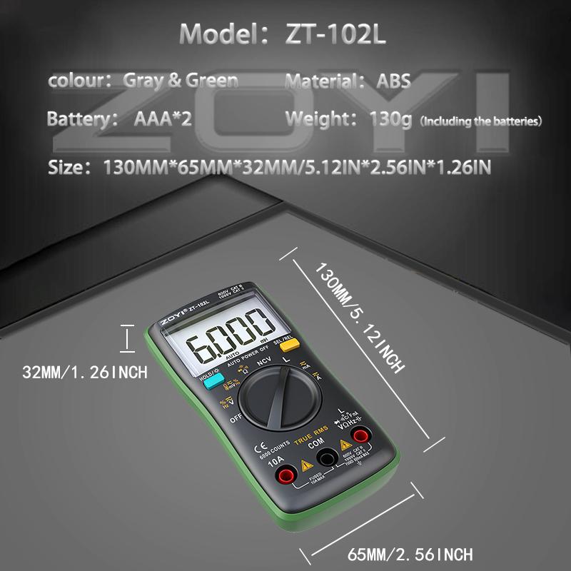 ZOYI ZT-102L automatic range inductance multimeter Compact high-precision anti-burn multimeter 60H
