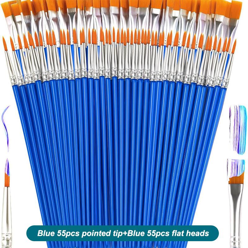 30/60/100/110Pcs Painting Brushes Set Art Round / Flat Brushs Nylon Hair Paint Brushes Pen For Oil Watercolor Art Supplies