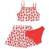 Strawberry Print Princess Swimsuit Set for Girls