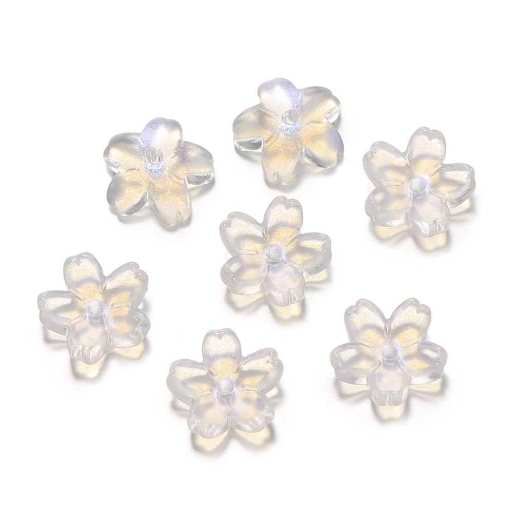 10Pcs/lot Glass Gradient Beads Cherry Blossom Scattered Beads Handcrafted DIY Production Jewelry Craft  Bracelet Accessories