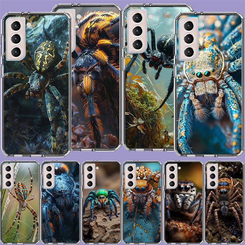 Spiders on the Spider Web Clear Phone Cases for Samsung S26 Ultra Galaxy S25 Edge S24 S23 FE S21 Plus S20 S22 S10 Cover Patterne