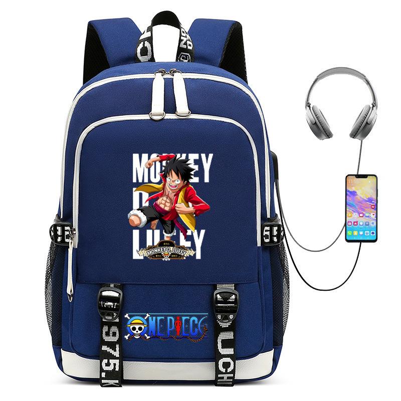 Riman ONE PIECE One Piece Peripheral Backpack, Youth Large-capacity Schoolbag USB Computer Bag