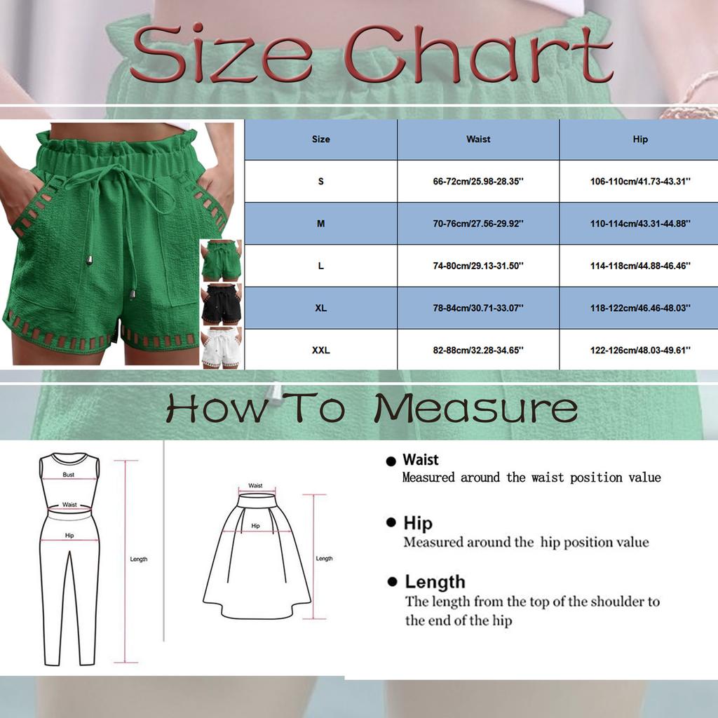 Shorts aus Baumwollleinen für Damen, einfarbig, dünn, mit ausgehöhltem Design, mit Taschenbesatz und enger Taille, Strandmode, weiße Kleidung