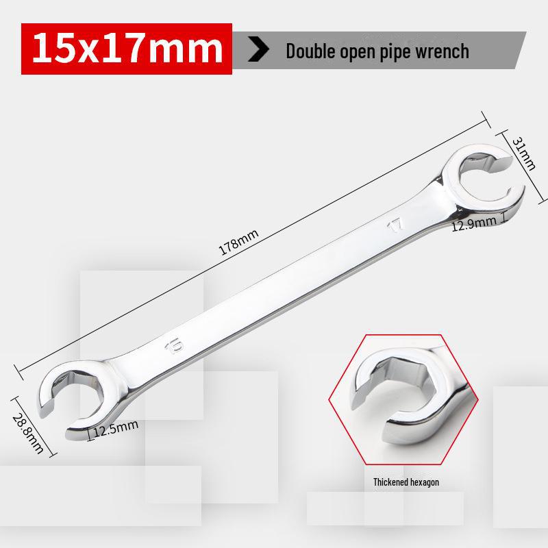 Dual Head Hex Open-End Wrench for High-Pressure Oil Pipe and Brake Pipe Disassembly