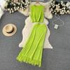 Gentle Cut Out Sleeveless Mid Length Long Length Tassel Summer Dress