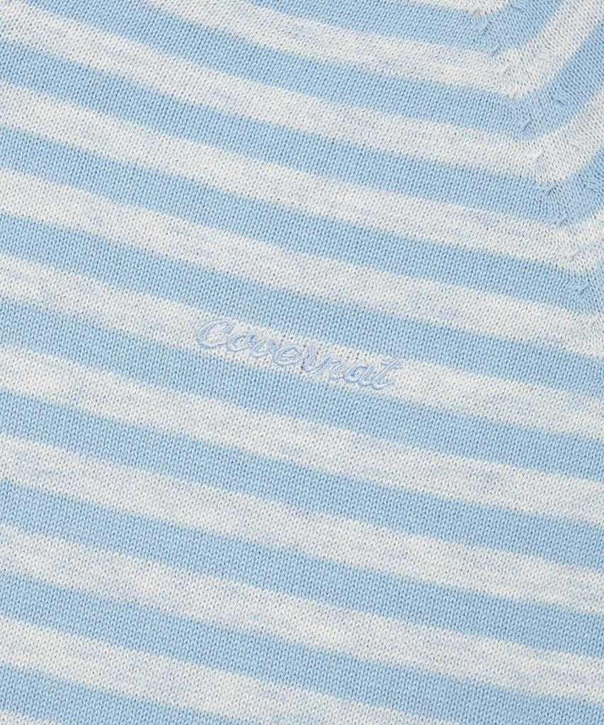 COVERNAT WOMAN Striped V-Neck Knit Sky Blue