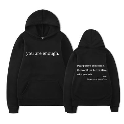 Nytt DU ÄR TILLRÄCKLIGT Tryck Huvtröja Höst Vardaglig Herr Huvtröja Vintage Unisex Pullover Grafisk Huvtröja Toppar Oversize Kläder