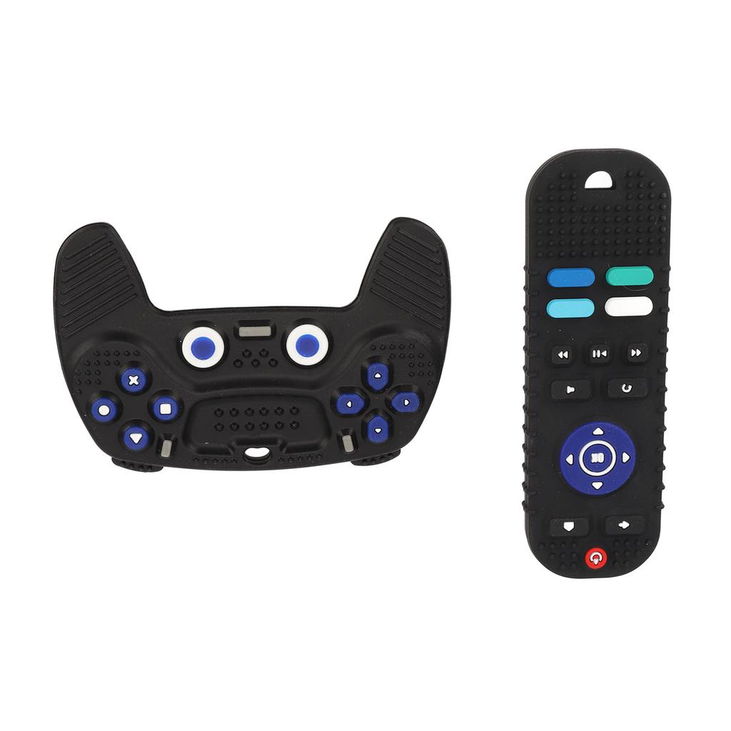 2 Pack Silicone Baby Teething Toys TV Remote Control Shape Educational Chew Sensory Teethers Black