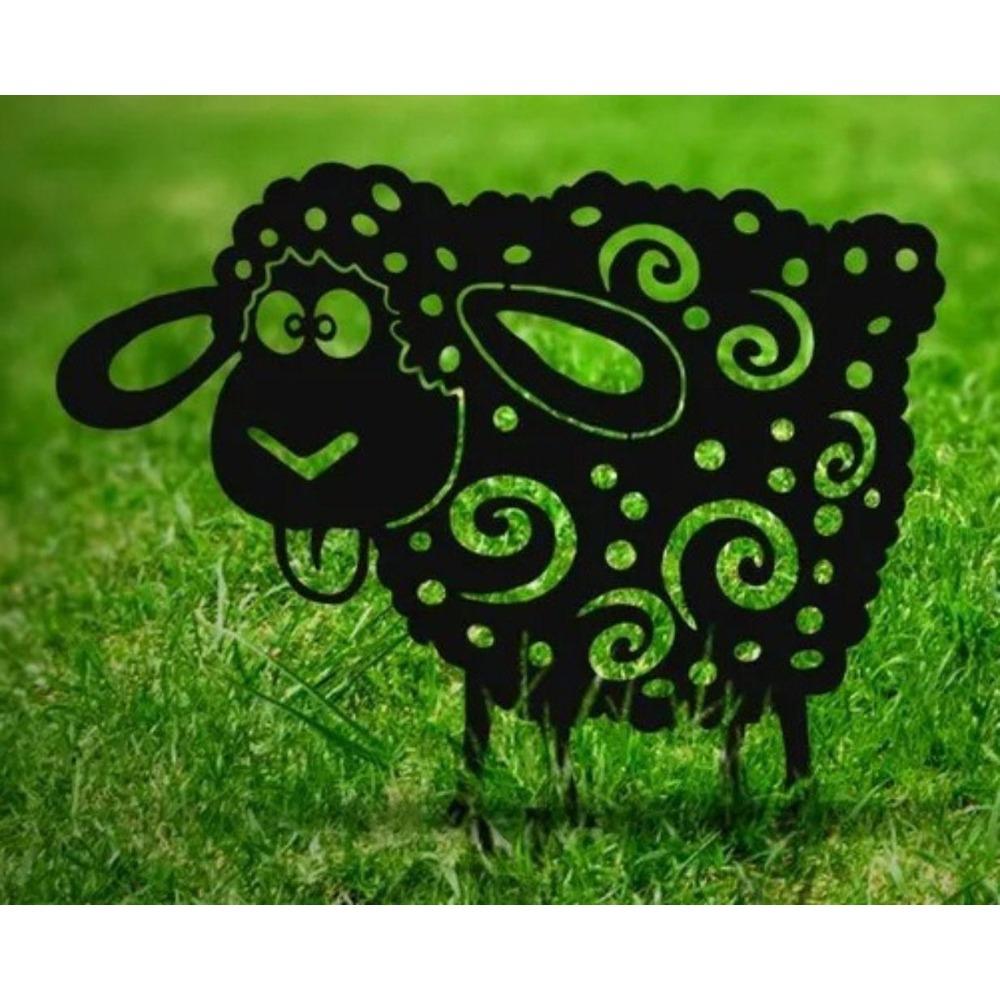 Wrought Iron Large Sheep Garden Statue White Metal Outdoor Decor Lawn Art