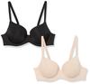 Full Cup Bra for Soft D100 [Amazon Essentials] 2-Pack Women, Petals/Black
