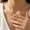Women Light Luxury Sunflower Pendant Necklace Ins Trend U-shaped Geometric Semicircle Stainless Steel Personalized Daily Accessory