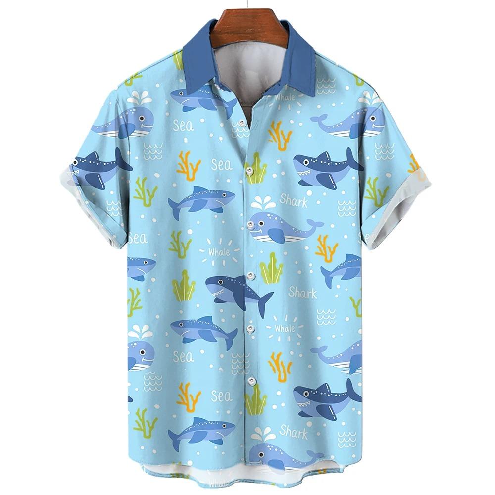 Pánské košile Mořské zvíře Mořský koník Malířský styl Tištěná košile s krátkým rukávem Autentický ležérní pánský top Svetr Košile