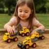 Construction Vehicles - SHOP-STORY - Pack of 4 - Pull-back - Yellow and Grey - 11 Cm
